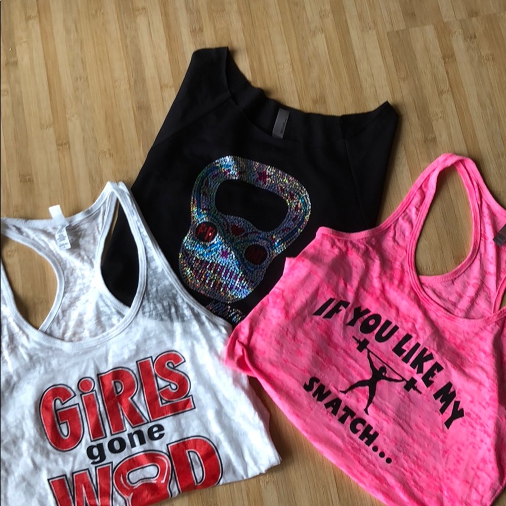 CrossFit tanks(2) and 3/4 sleeve shirt
